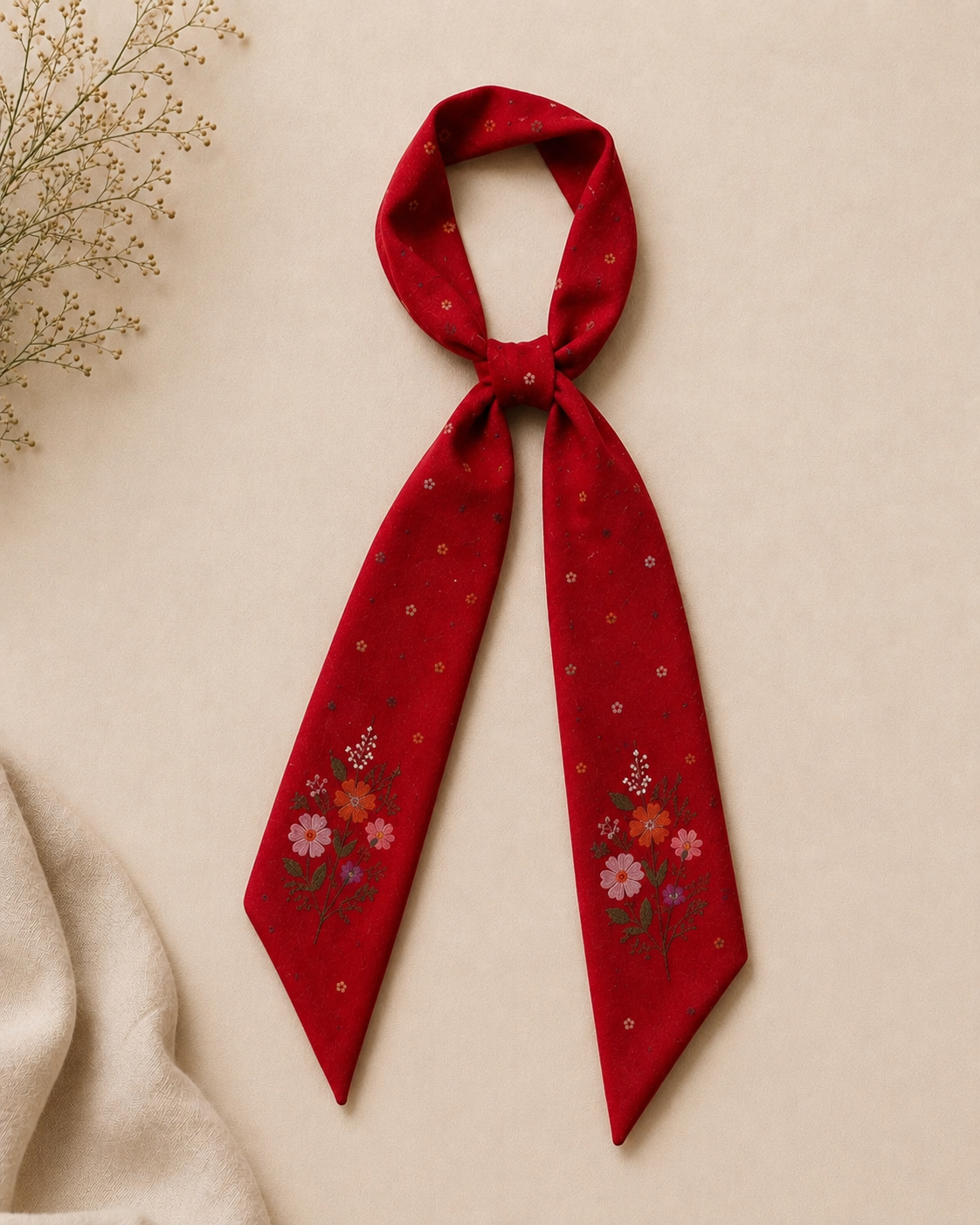 RED HAND-PAINTED HAIR TIE