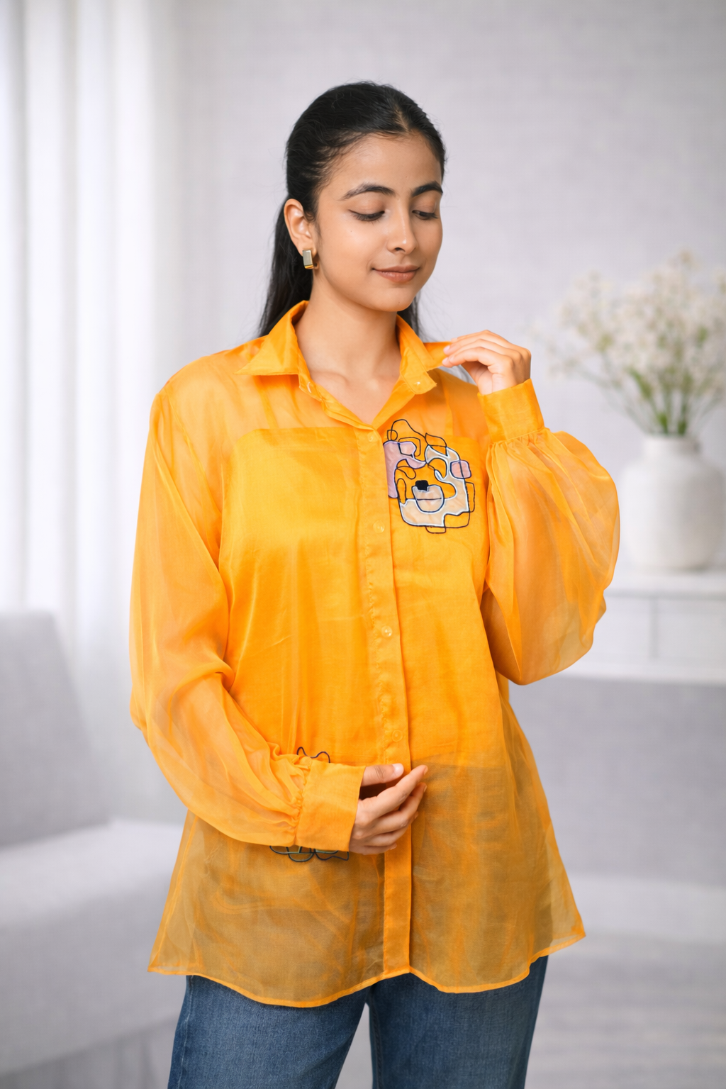 MUSTARD DOODLE SHIRT