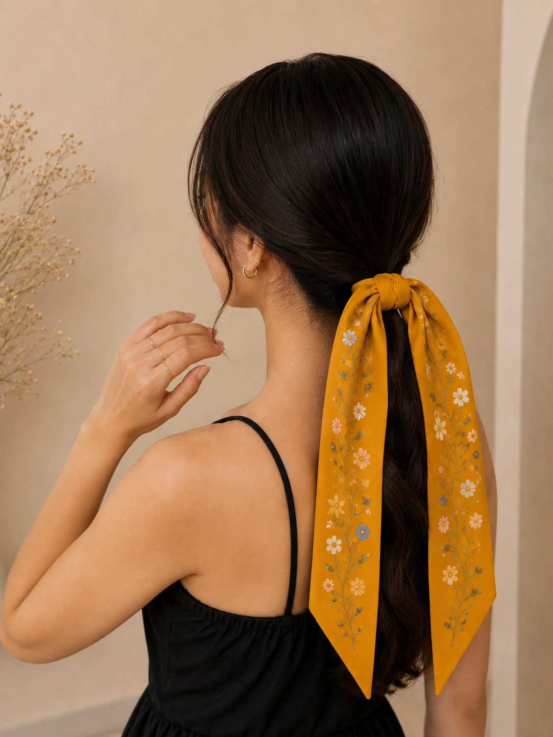 Mustard Hand Painted Hair Tie