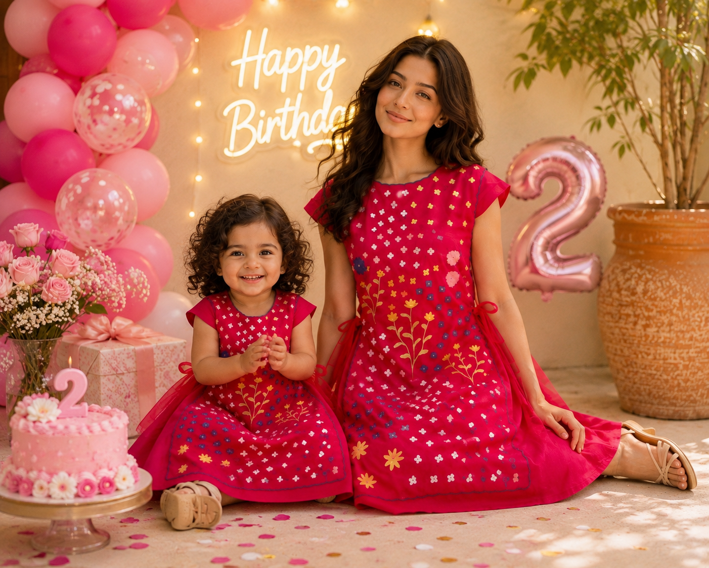PINK BIB DRESS TWINNING